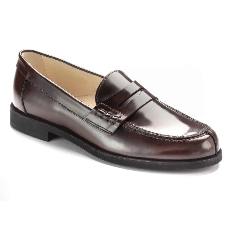 Brown Polished Leather Hard Loafer for Boy/Girl by London Kids 36 / Brown Brown Polished Leather Hard Loafer for Boy/Girl by London Kids 36 / Brown