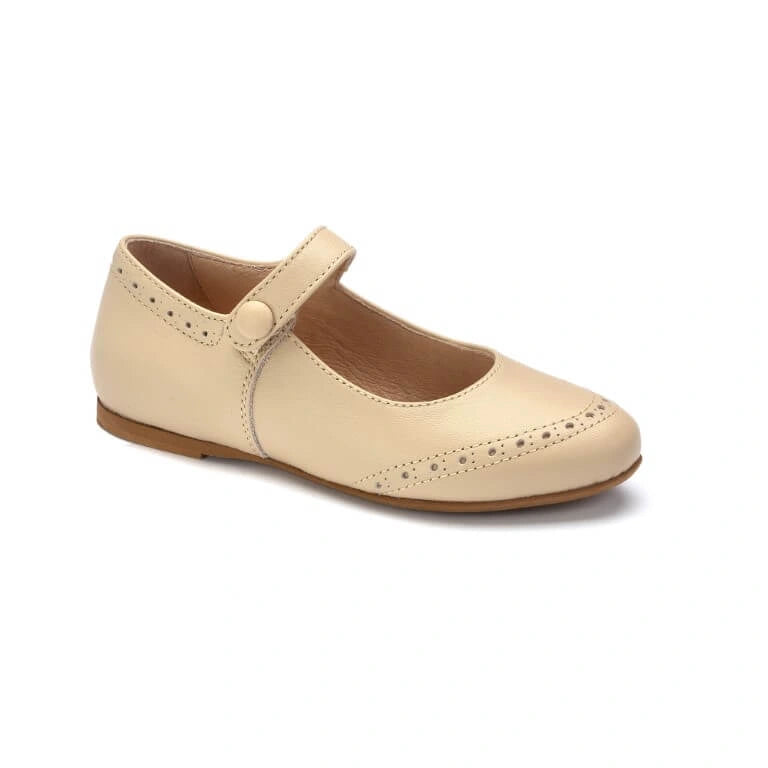 Beige Leather Girls Mary Jane Shoe Product 11402