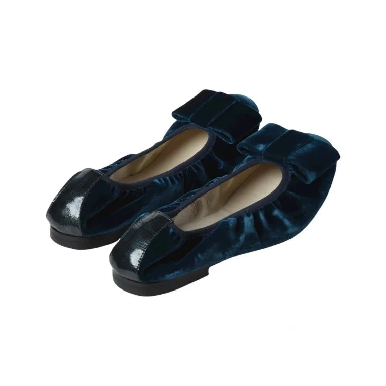 Green Velvet Flats for Girl/Teen/Women by London Kids 34 / Green