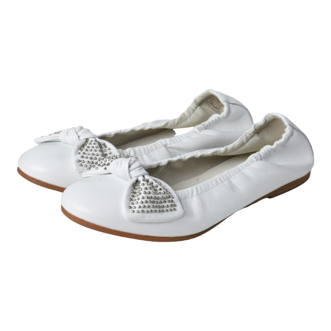 1424 - White Soft Leather Flats for Girl by London Kids London Kids