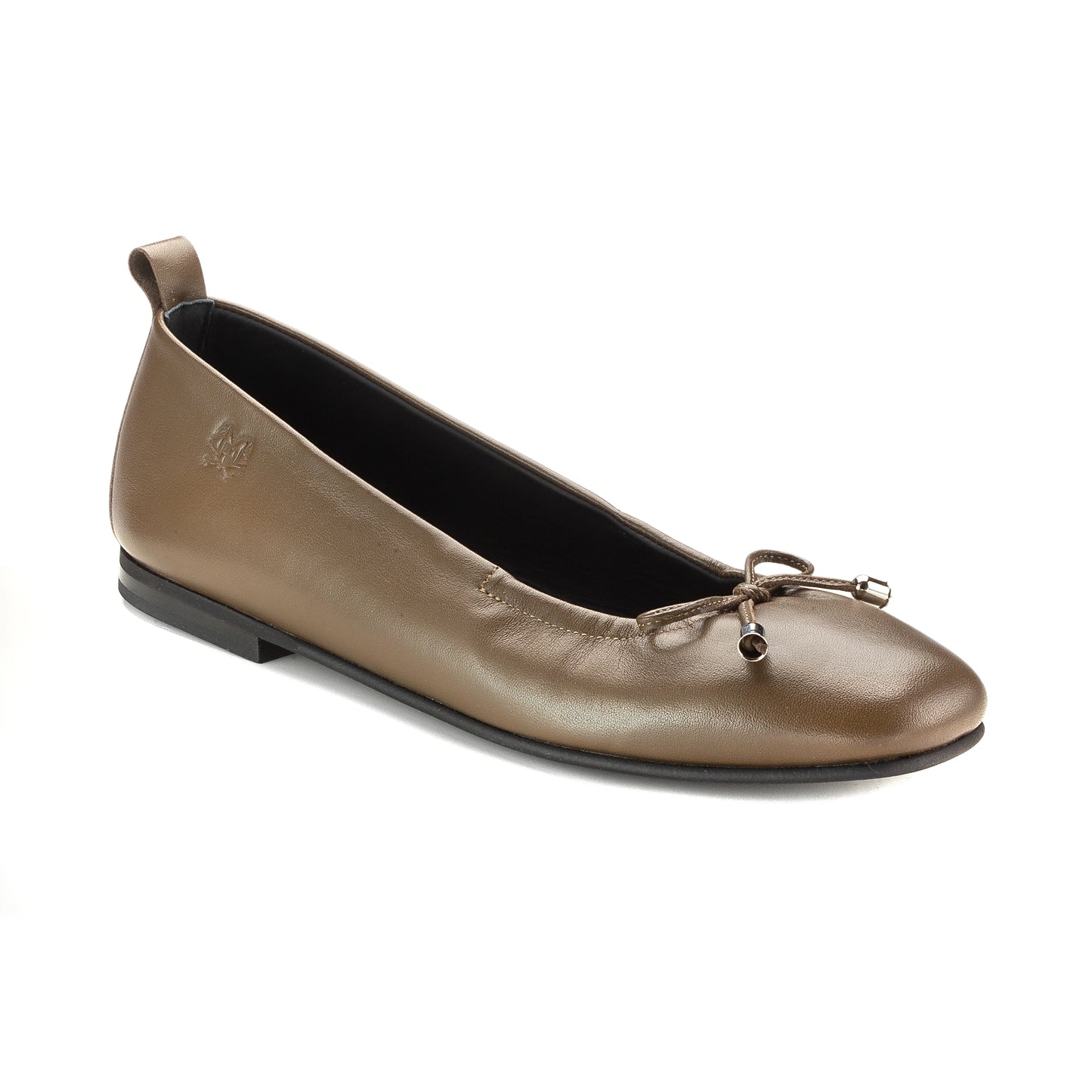 Carob leather square front ballet flats for girls