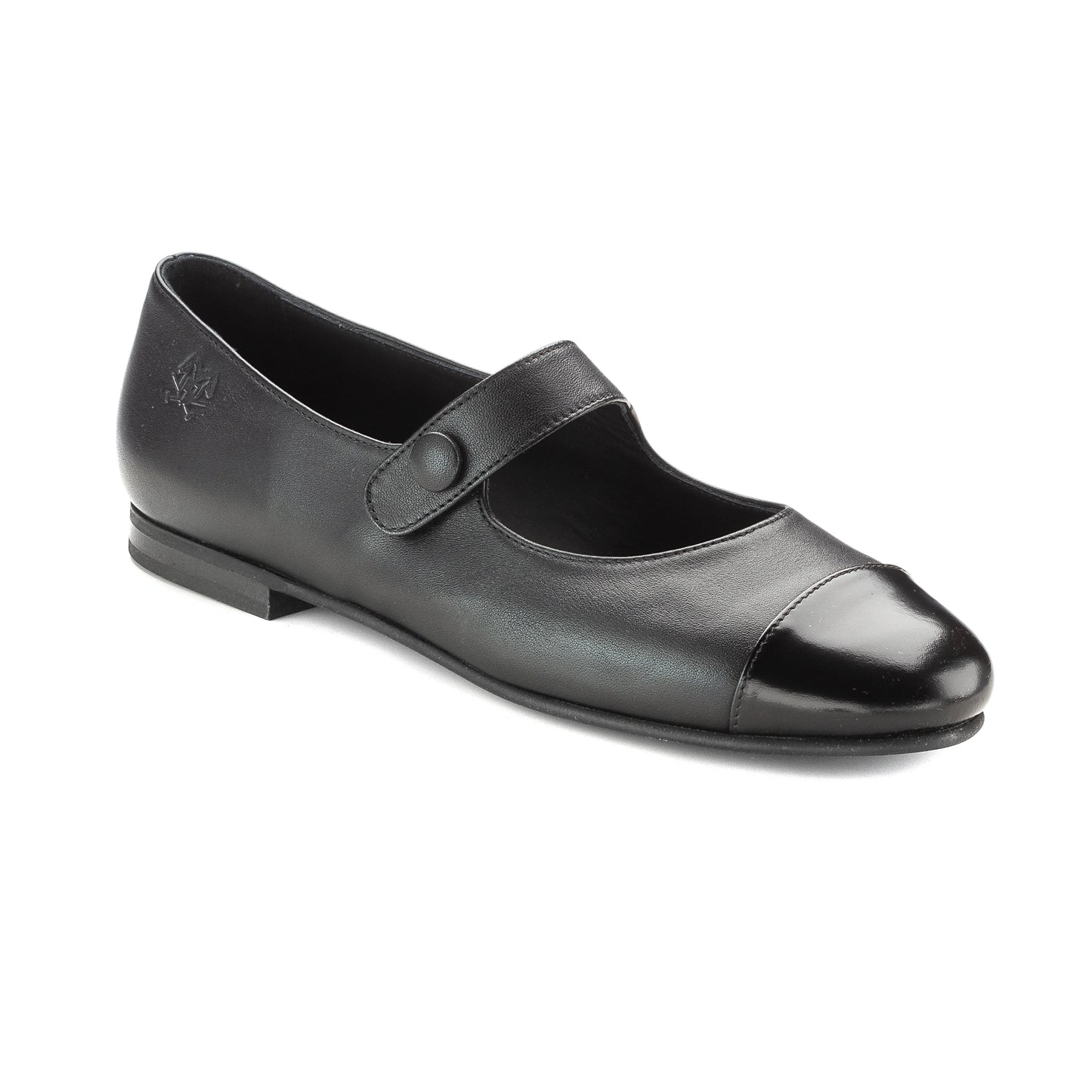 1596 Italian Black Leather Teens Dressy Strap Shoe