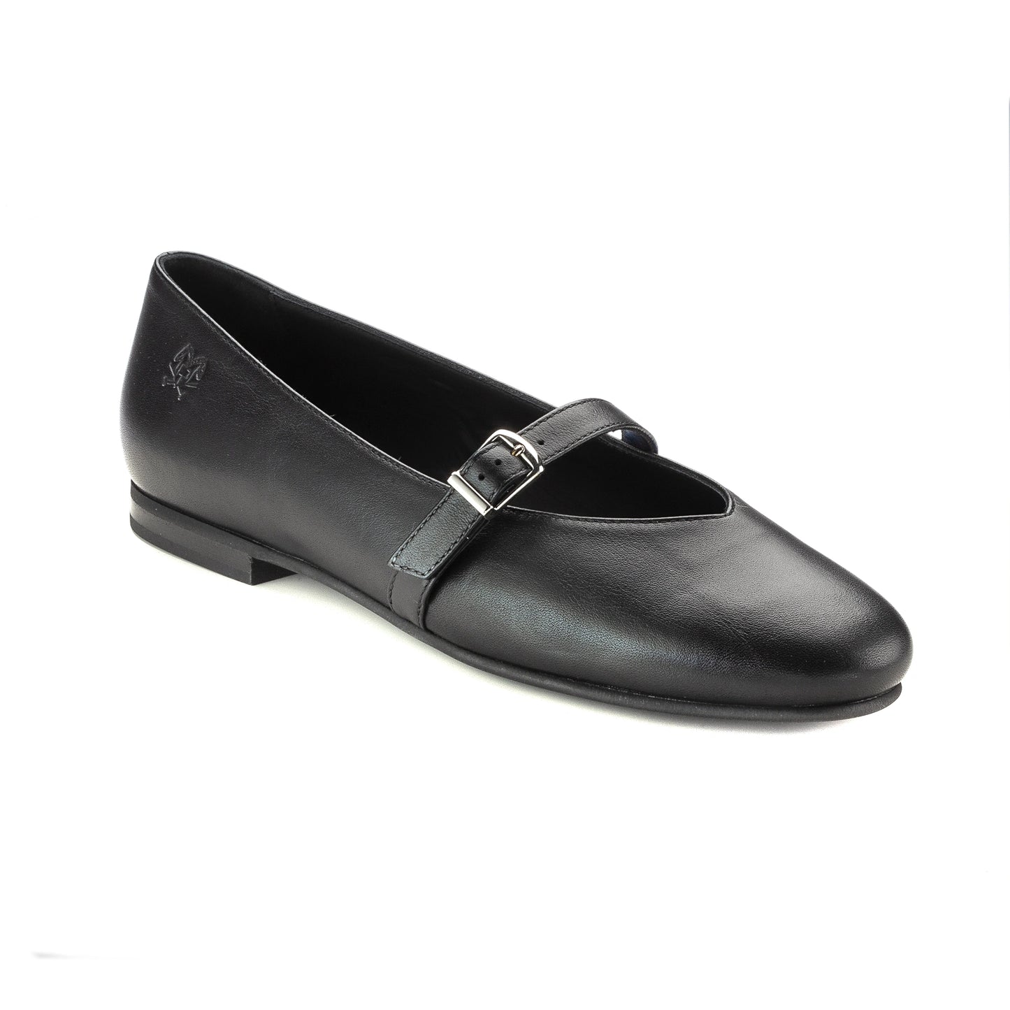 Black leather dressy strap shoe for girls and teens, made in Italy