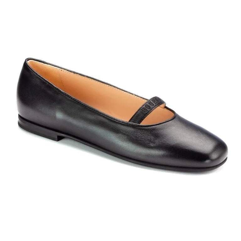 1648 - Black Italian leather open shoe flats for girls