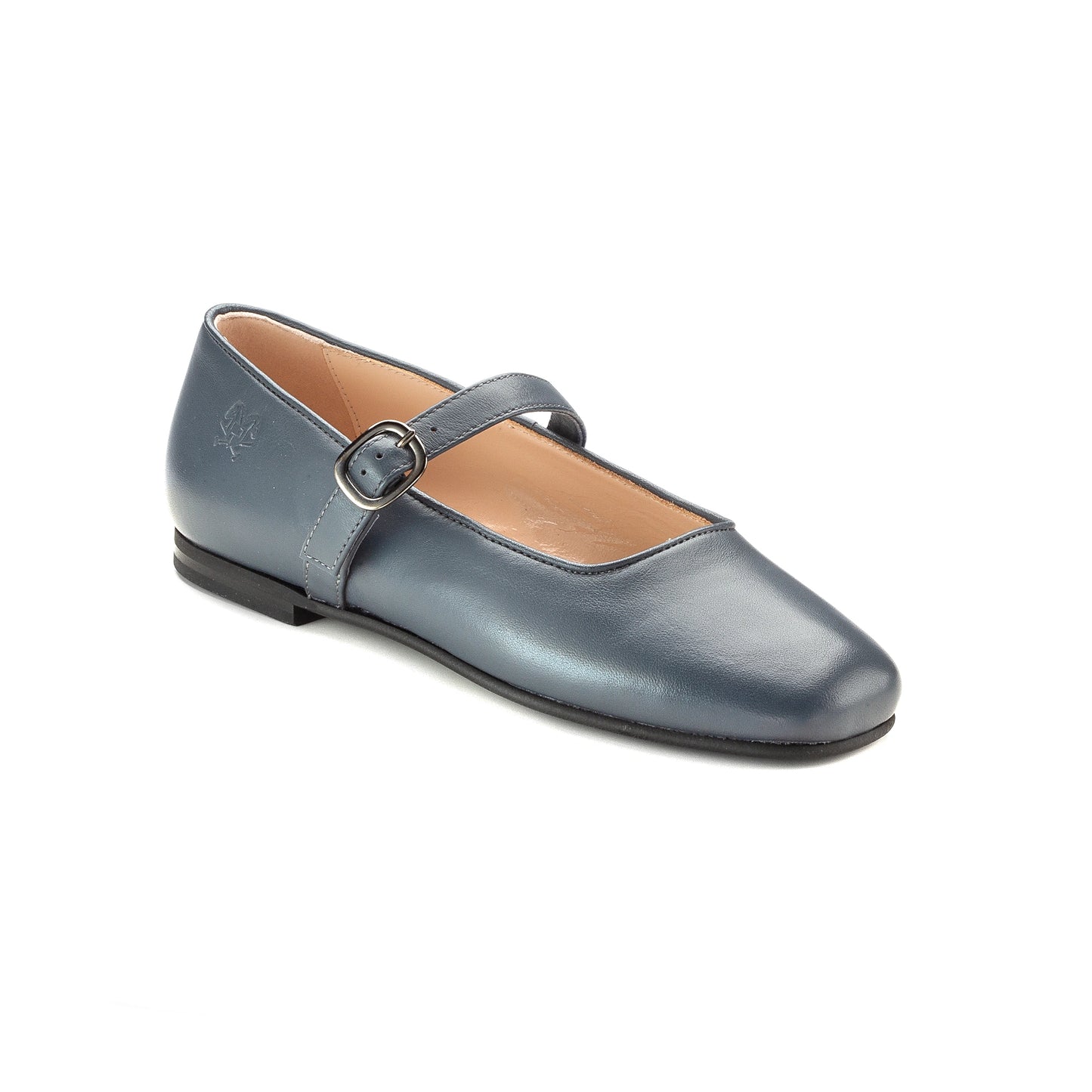 1651 Gray Leather Strap Girls Mary Jane Shoes