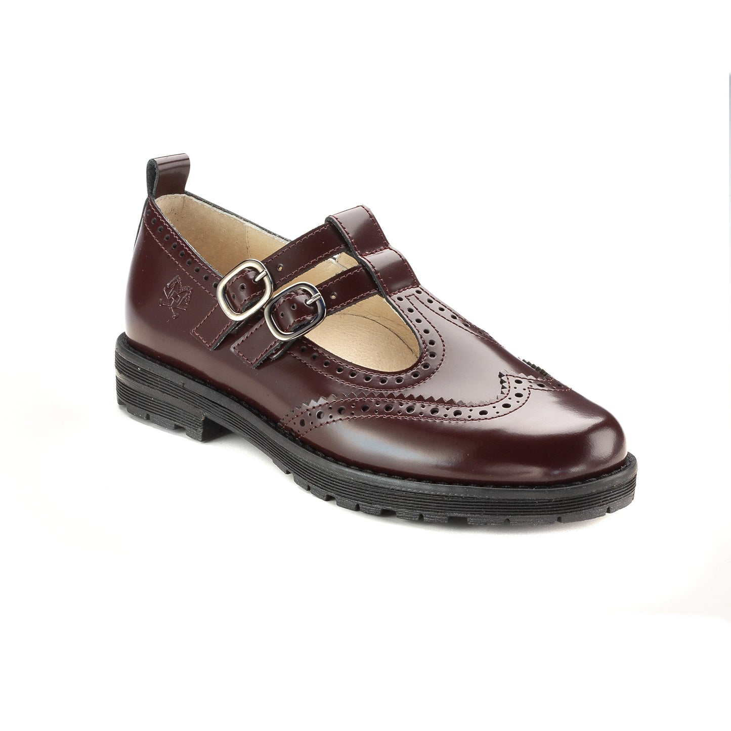 1667 Bordo Polished Leather Girls T-Strap School Shoe