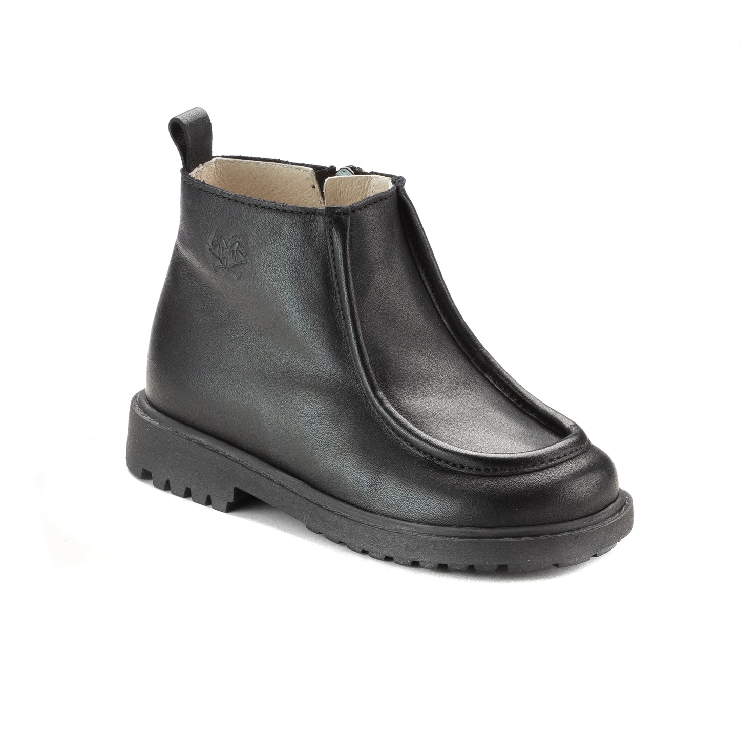 1699 Toddlers Black Leather Bootie, made in Italy