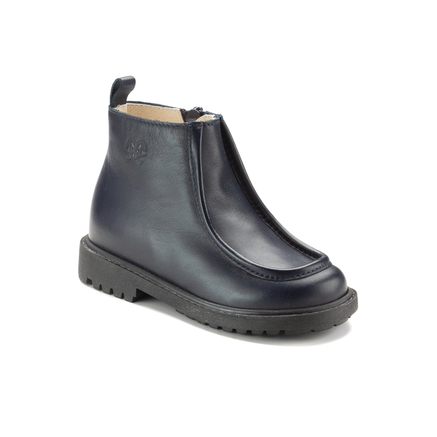 Navy leather toddlers bootie made in Italy