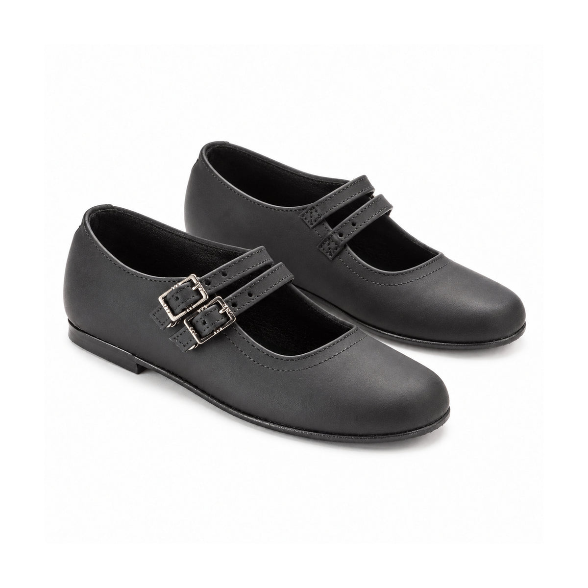 Bosman - Black Sahara Girls Double Buckle Shoe