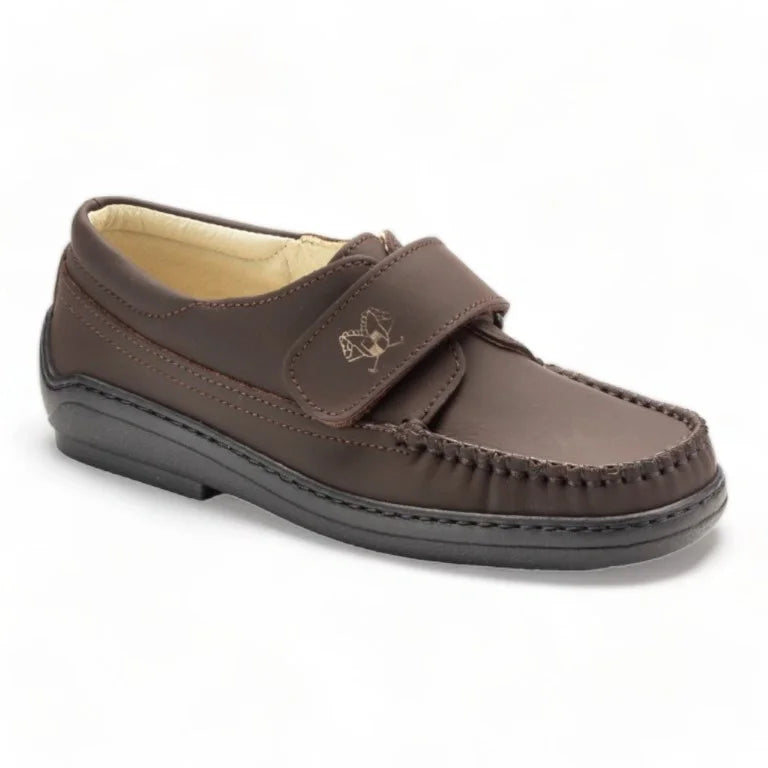 Brown Sahara boys Velcro shoe by the classic Italian manufacturer, product ID 2513