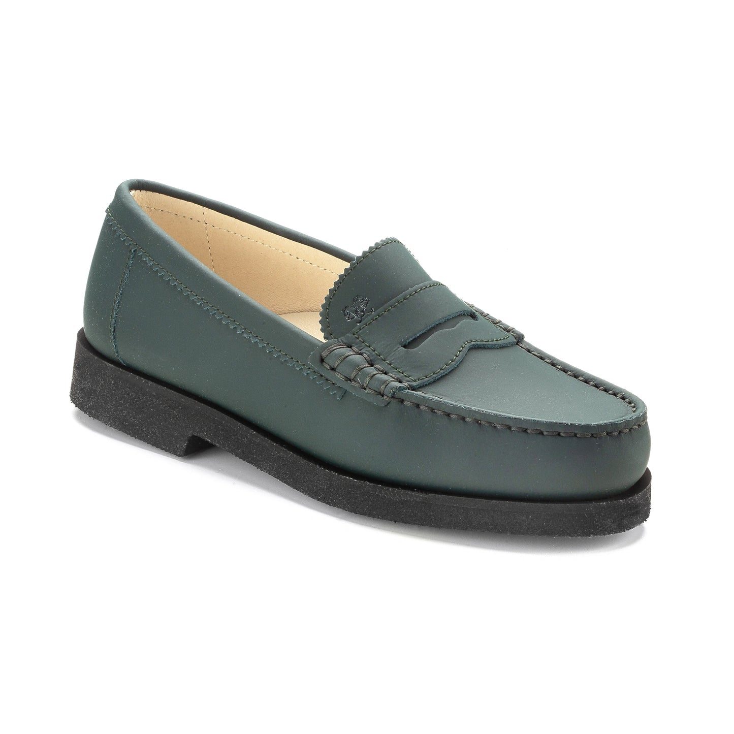 Green Sahara Girls School Loafer made in Italy