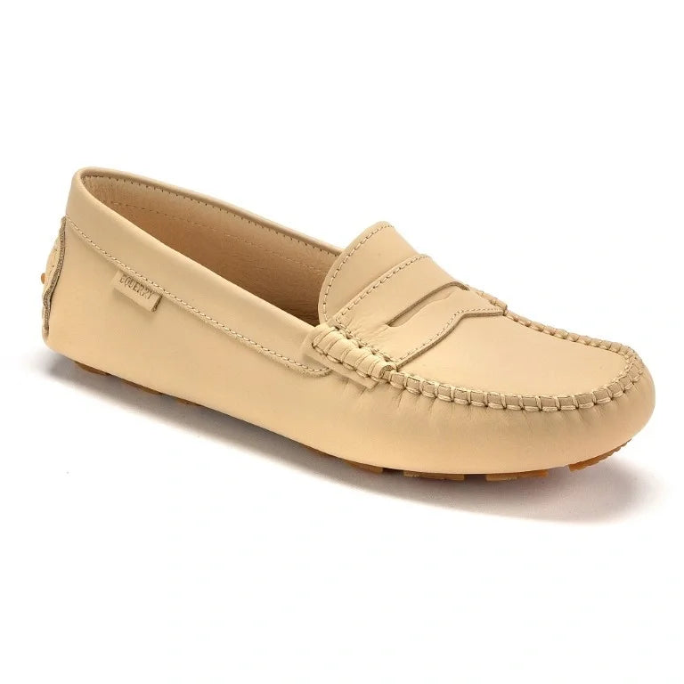 Beige Sahara girls moccasin loafer shoes made in Italy