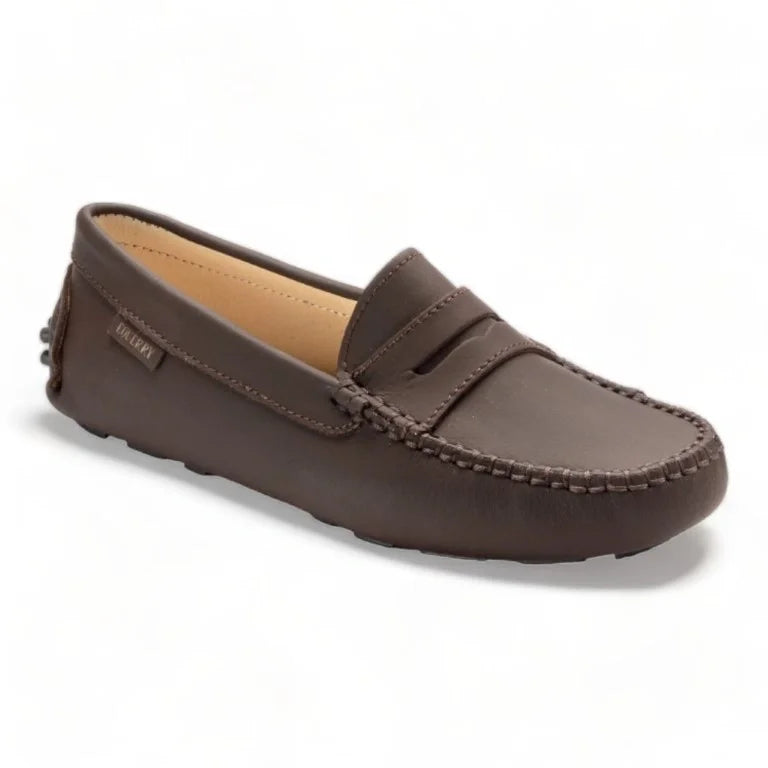 Brown Sahara Girls Mocassin Loafer with soft and broken design look