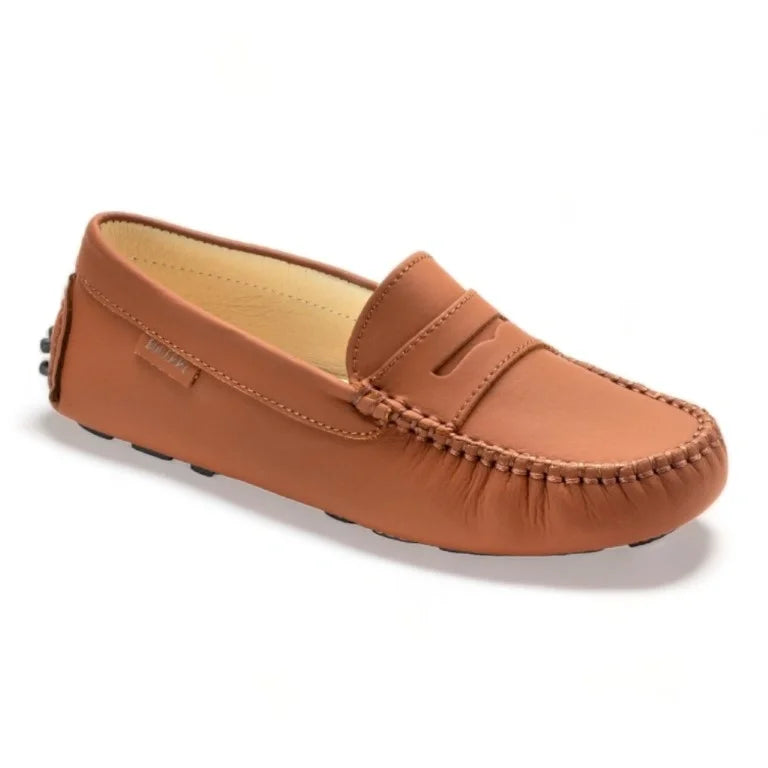 Rust Sahara girls mocassin loafer on white background