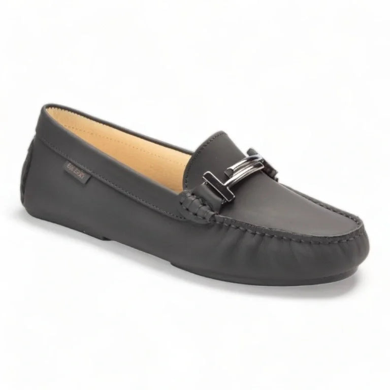 2632 - Black Sahara Leather Soft Loafer for Girl by London Kids London Kids