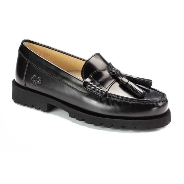 Black Polished Leather Hard Loafer for Girl/Boy by London Kids – London  Kids Shoes