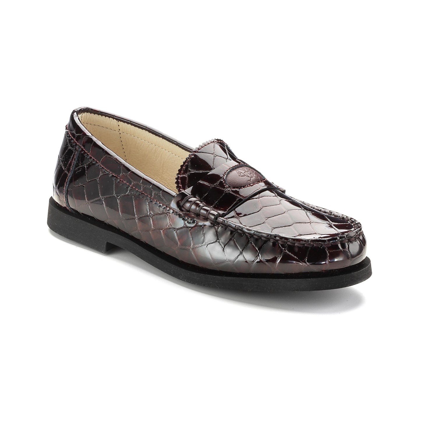 2644 Wine Croc Girls Croc Loafer, Made in Italy