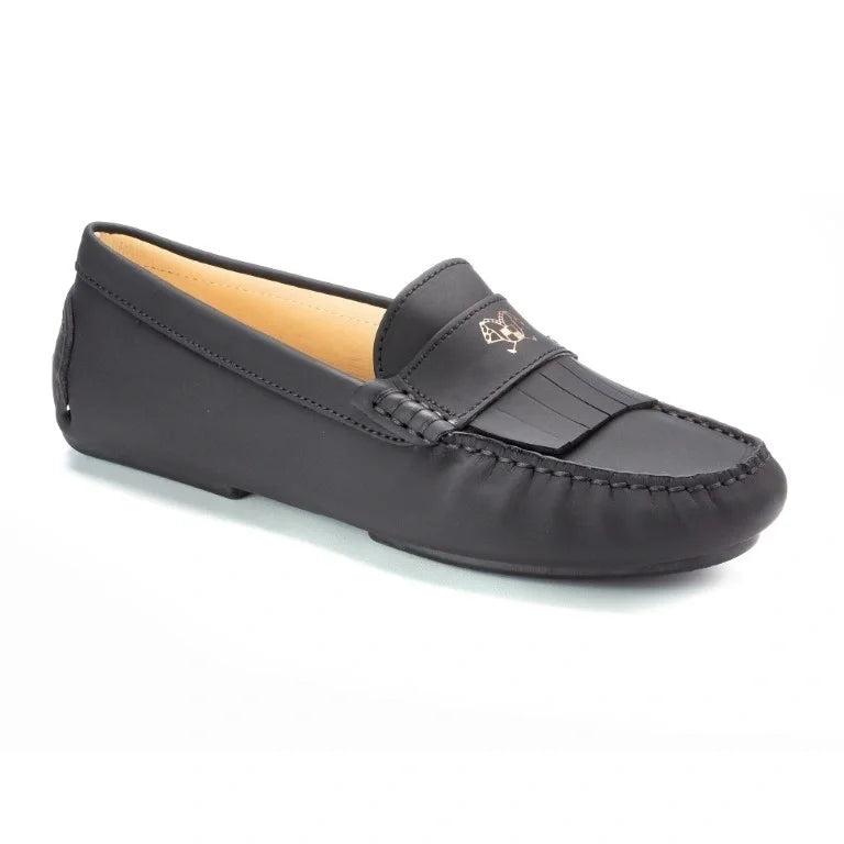 Girl's Black Sahara Mocassin Fringe Style Soft Loafer
