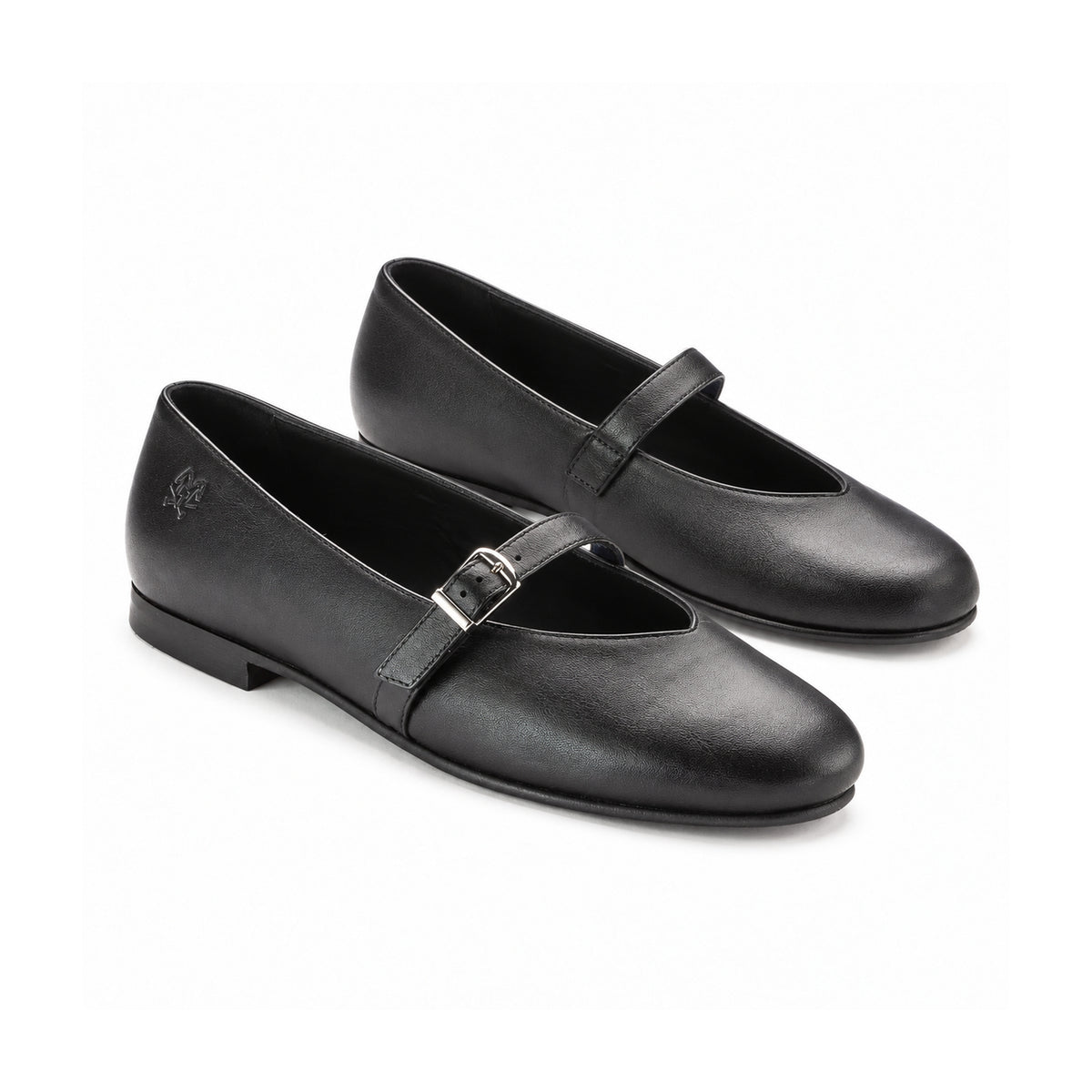 1598 - Black Leather Teens Dressy Strap Shoe