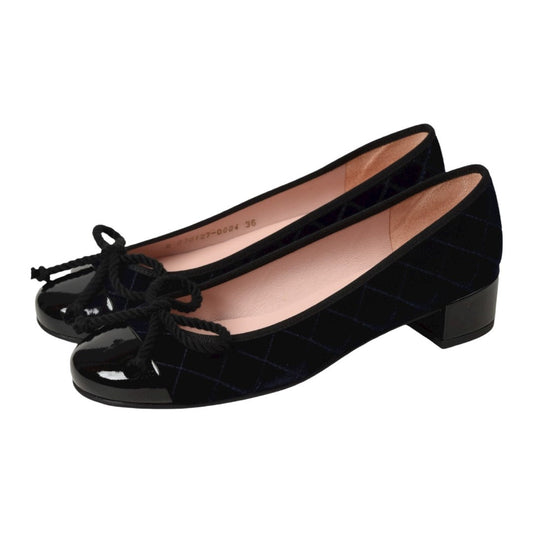 41627 - Navy Velvet Heel for Teen/Women by Pretty Ballerinas Pretty Ballerinas