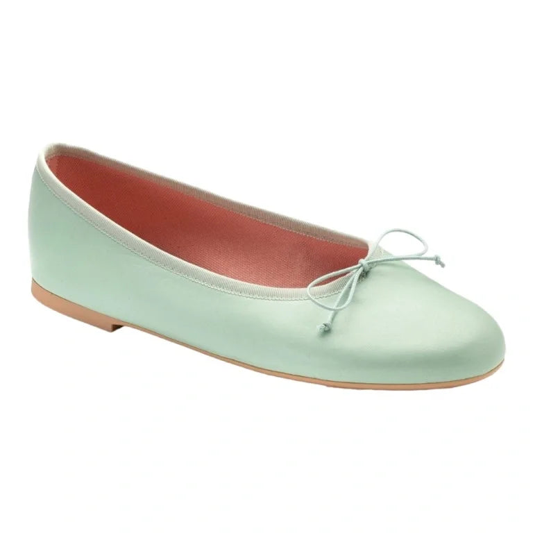 49788 Green Summer Leather Teens Bow Shoe flat view