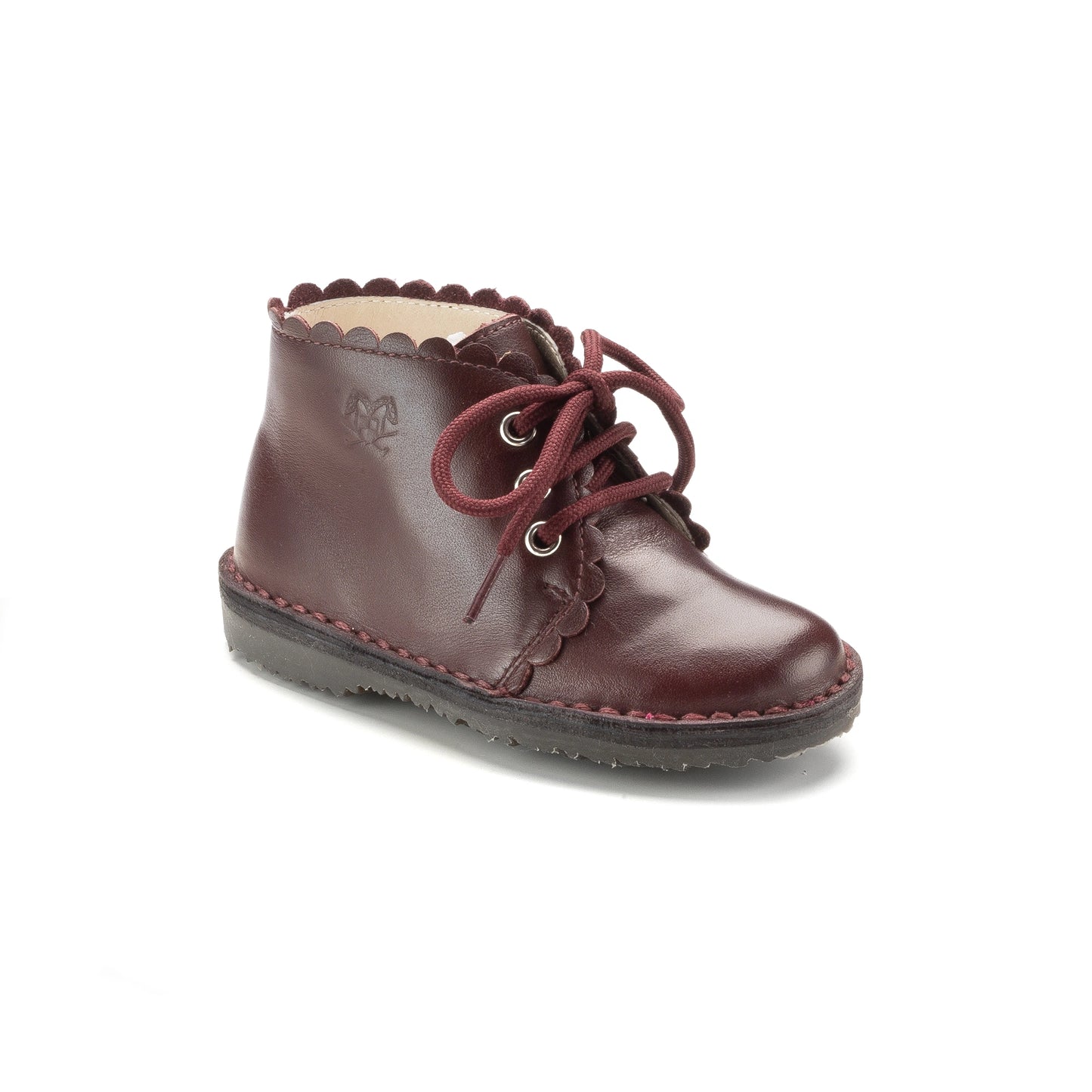Bordo Soft Leather Lace shoes for toddlers and girls by London Kids, made from soft leather