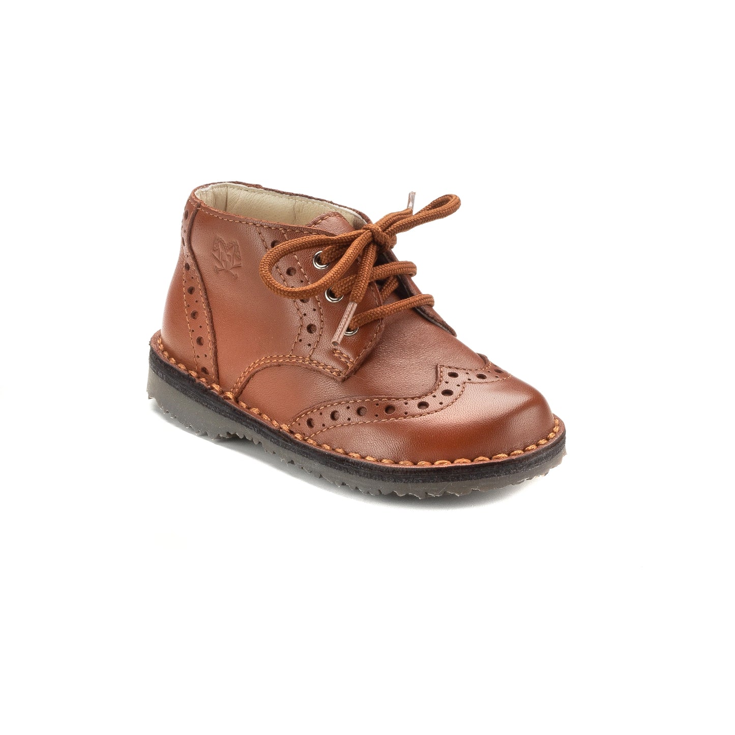 Tan soft leather lace shoes for toddler boy girl by London Kids