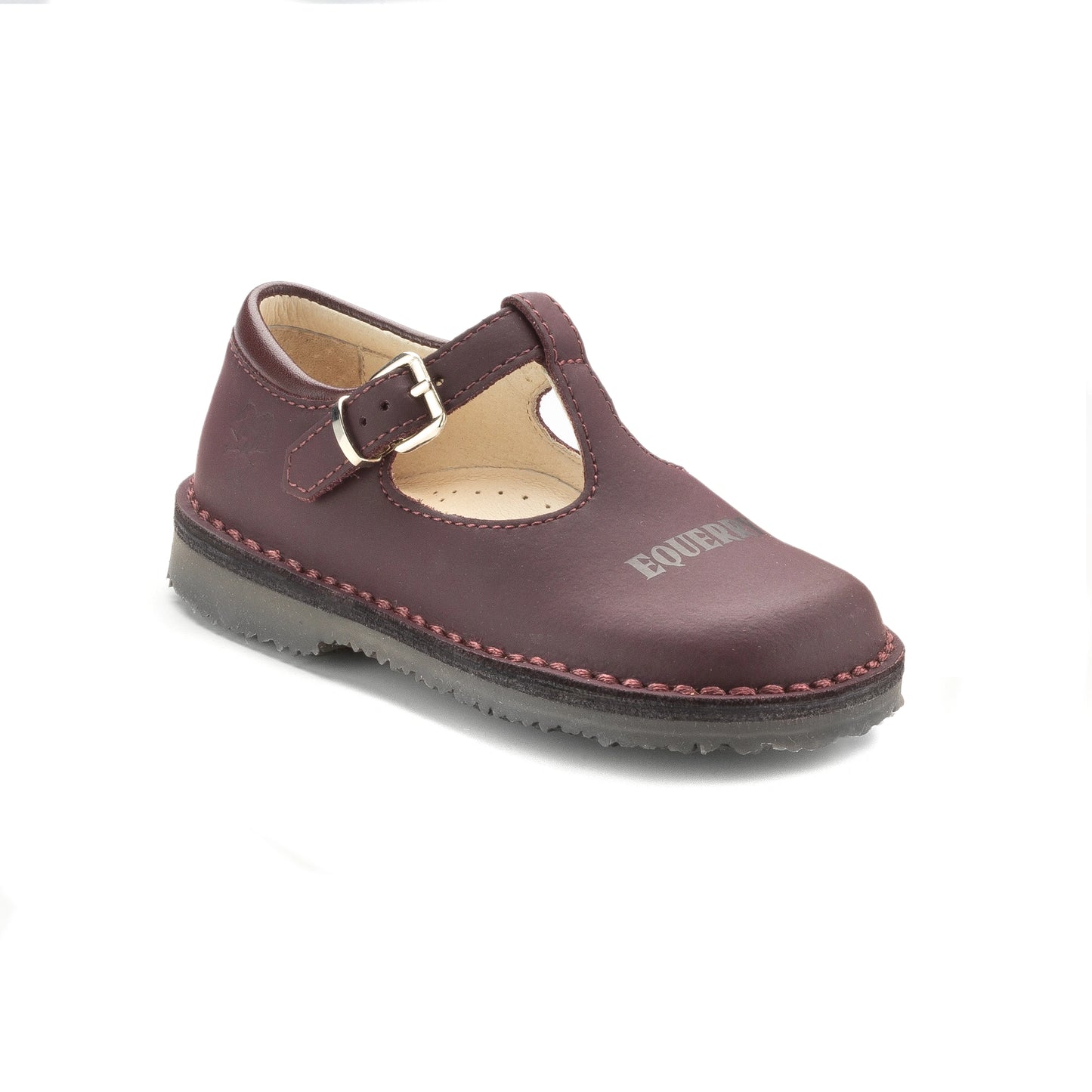 Bordo Sahara Leather T-strap shoes for girls by London Kids