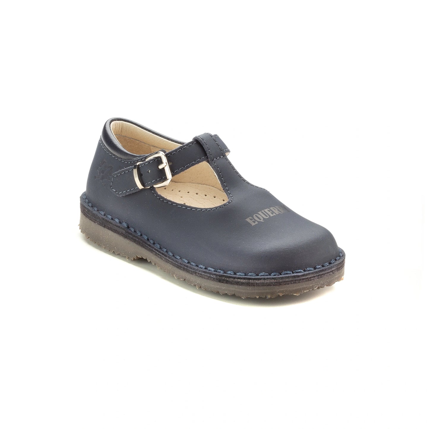 Navy Sahara Leather T-strap Shoe for Boy/Girl by London Kids - Premium leather shoes for kids