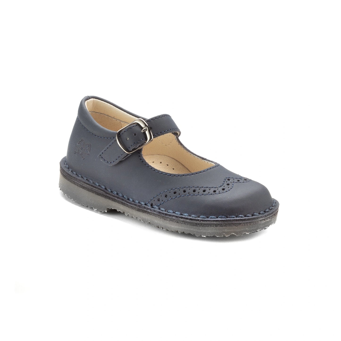 635 Navy Sahara Girls Strap Shoe made in Italy