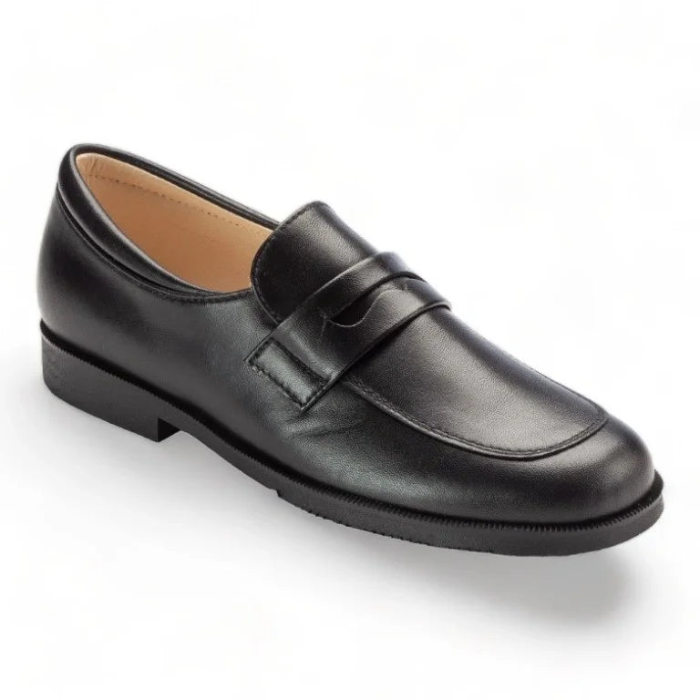 black boys dress shoes Premium 7655 - Black Leather Beberlis Boys Loafers