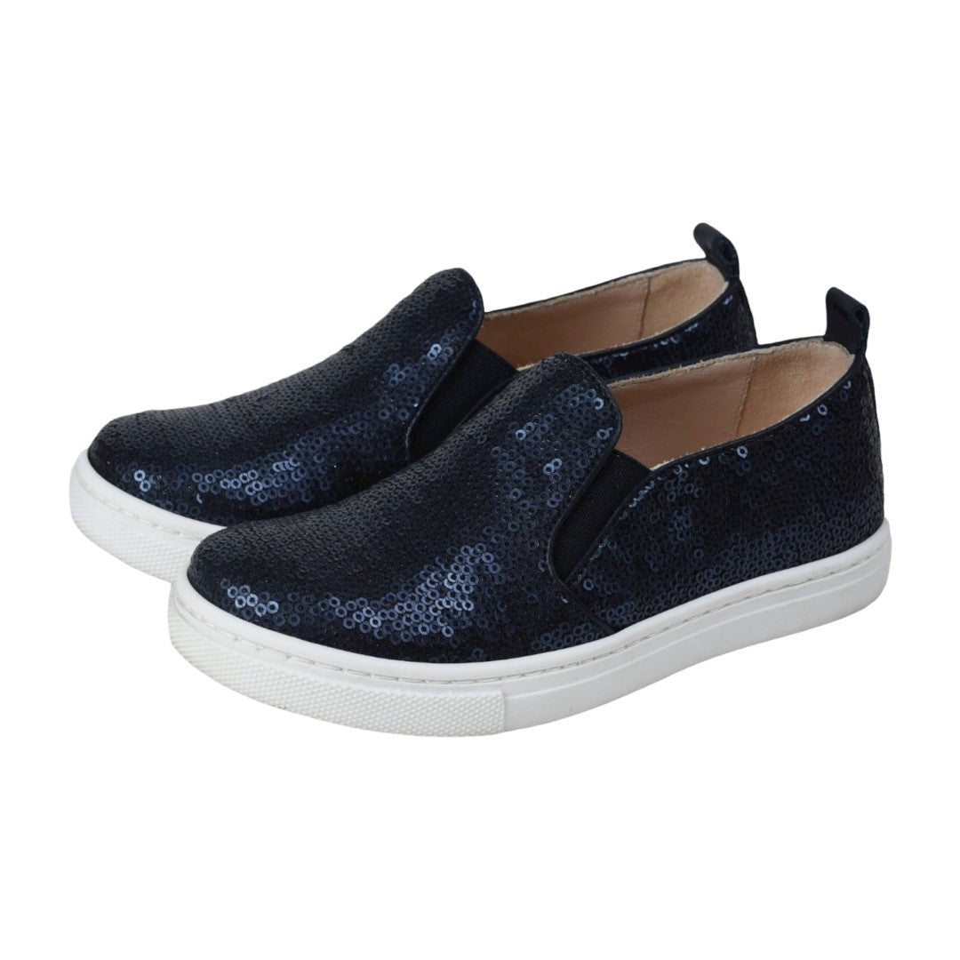 802 - Navy Soft Leather Sneaker for Girl by London Kids London Kids