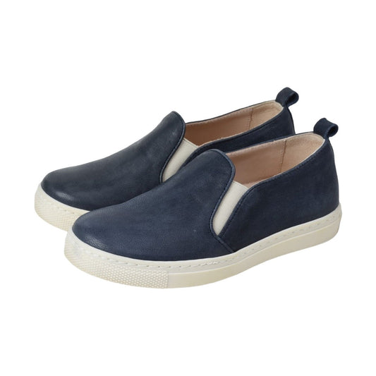 802 - Navy Soft Leather Sneaker for Girl by London Kids London Kids