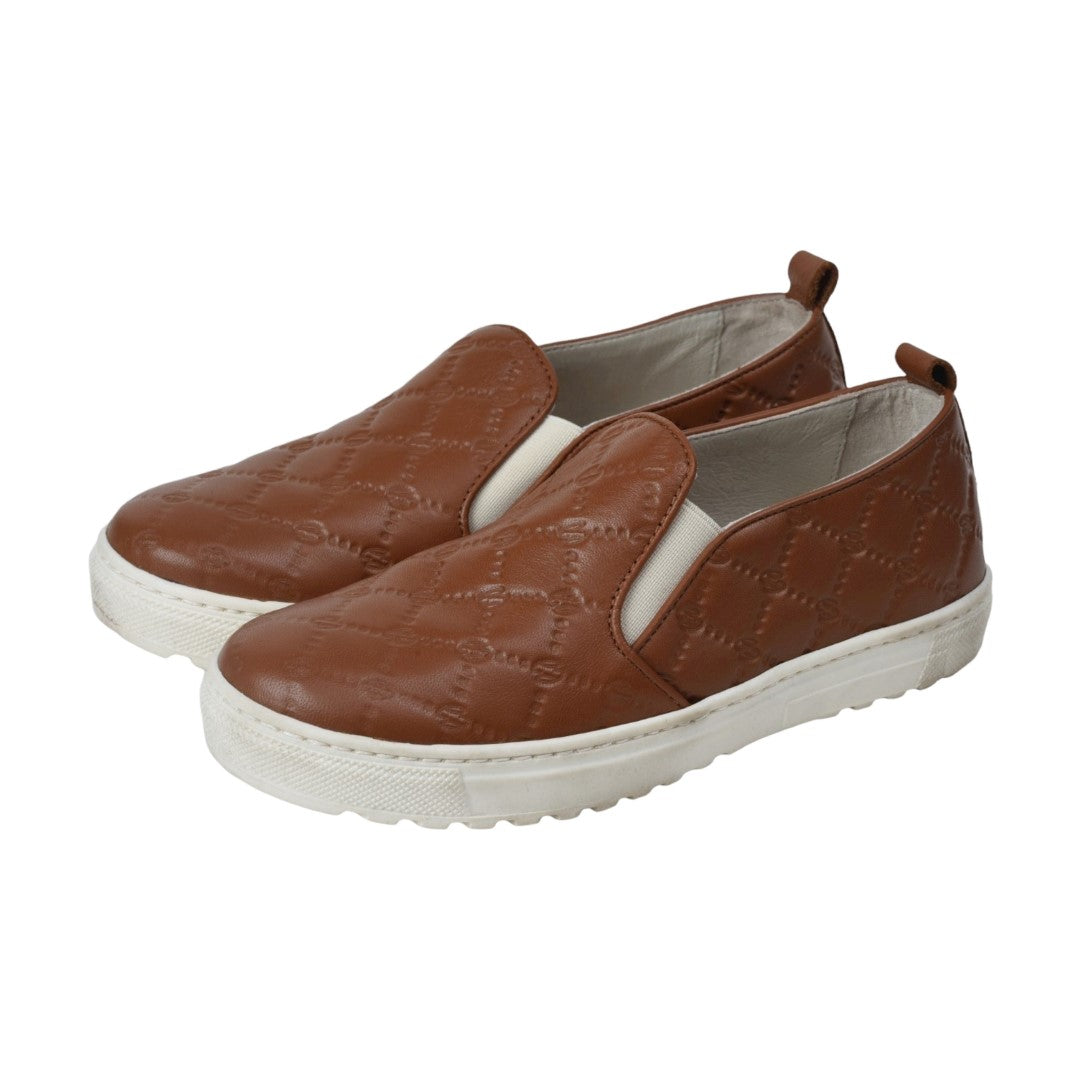 802l - Tan Soft Leather Sneaker for Girl by London Kids London Kids