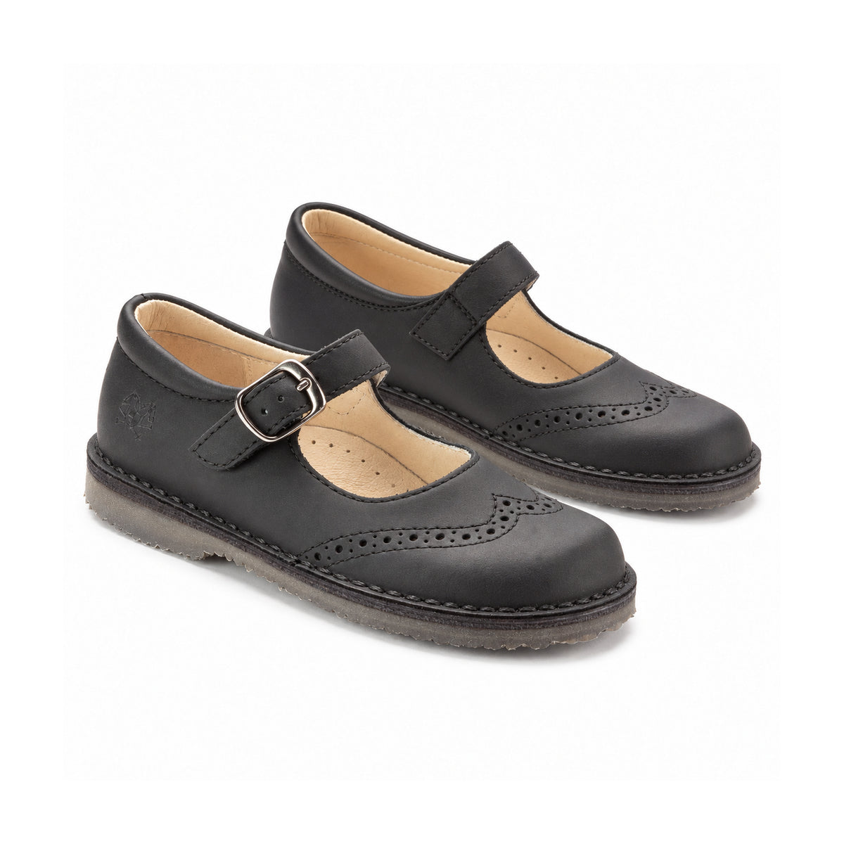635 - Black Sahara Girls Strap Shoe