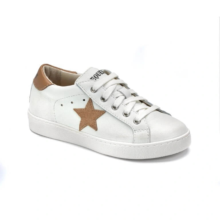 Girl's off white leather lace summer sneaker