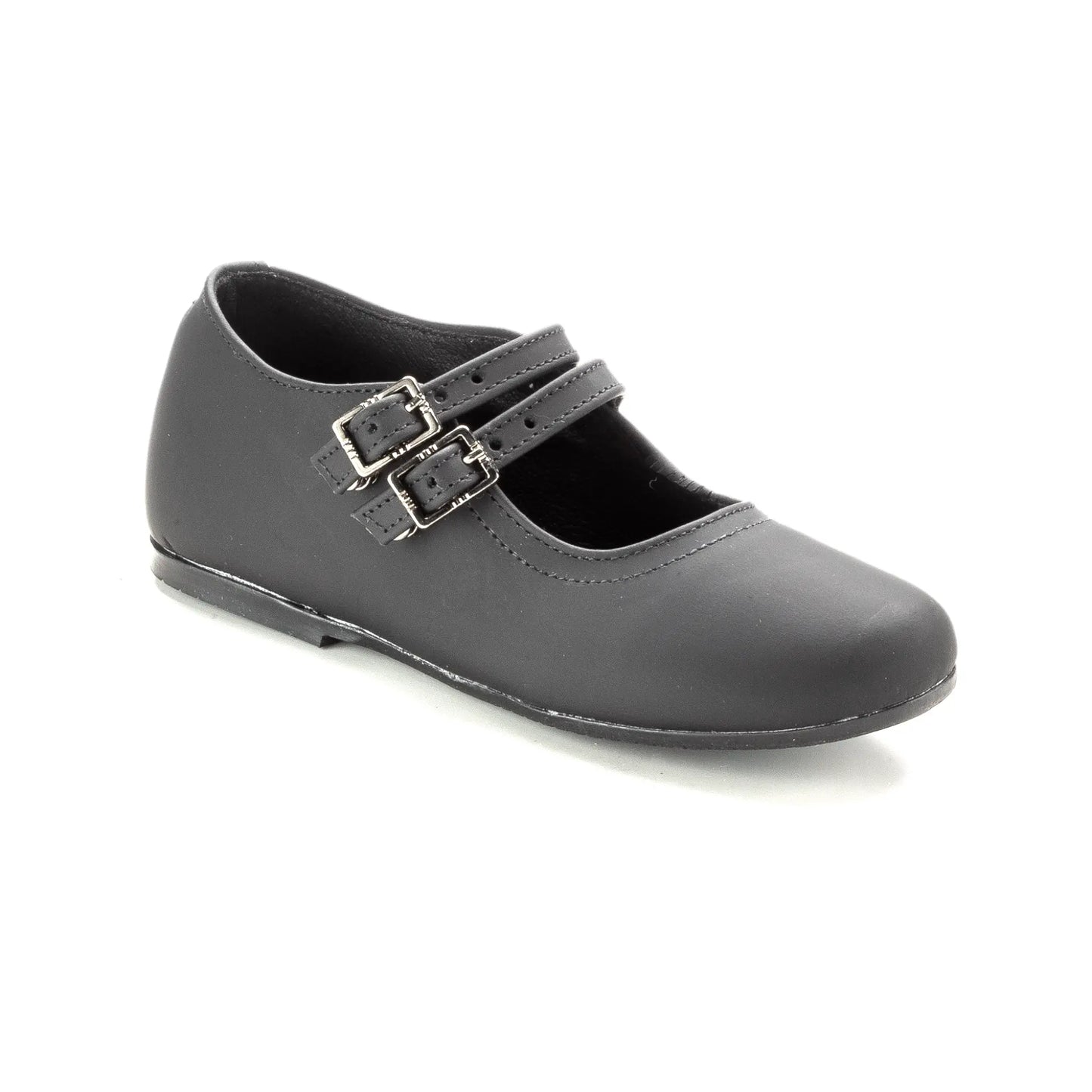 Bosman Black Sahara girls double buckle shoe