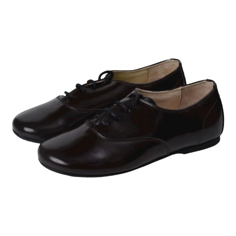 Brown Polished Leather Lace for Girl by Manuela de Juan 34 / Brown