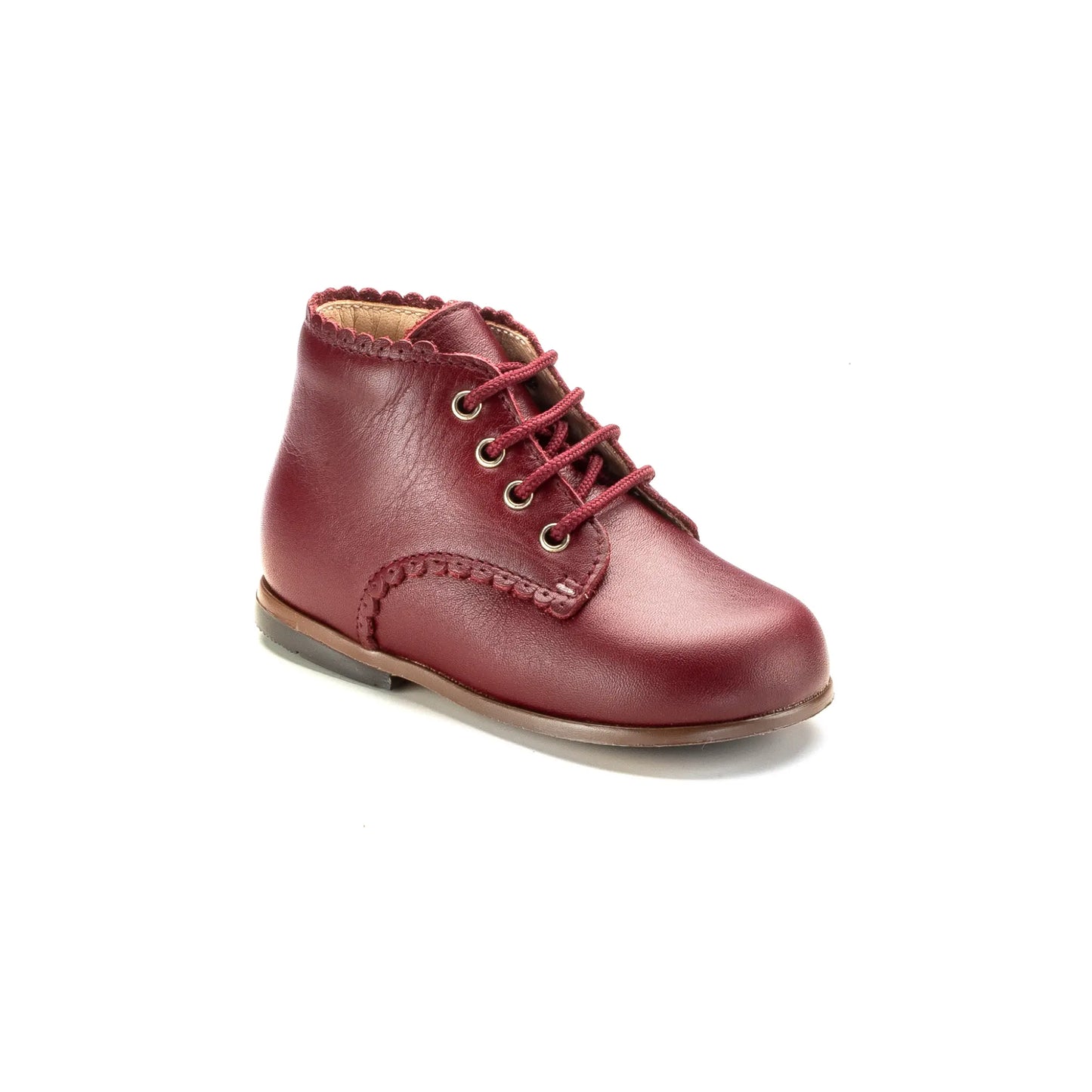 Ivette Bordo Leather High Lace Shoe for Toddlers