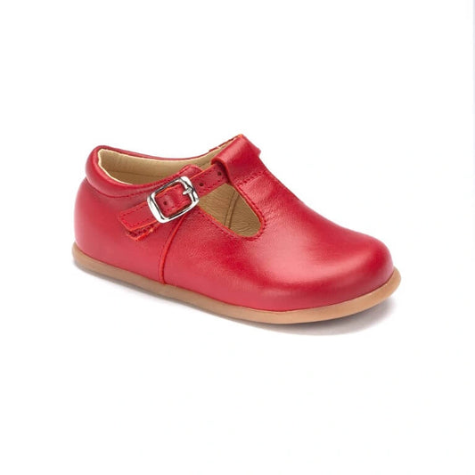 Jack red leather baby T-strap shoe made in Spain