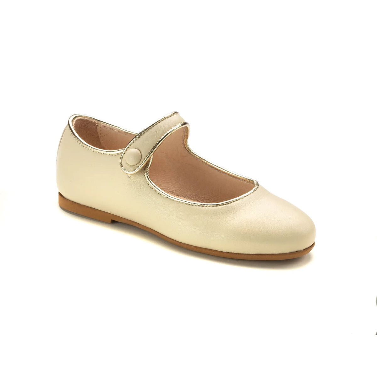 M87 Beige Leather Girls Mary Jane shoe, made in Spain