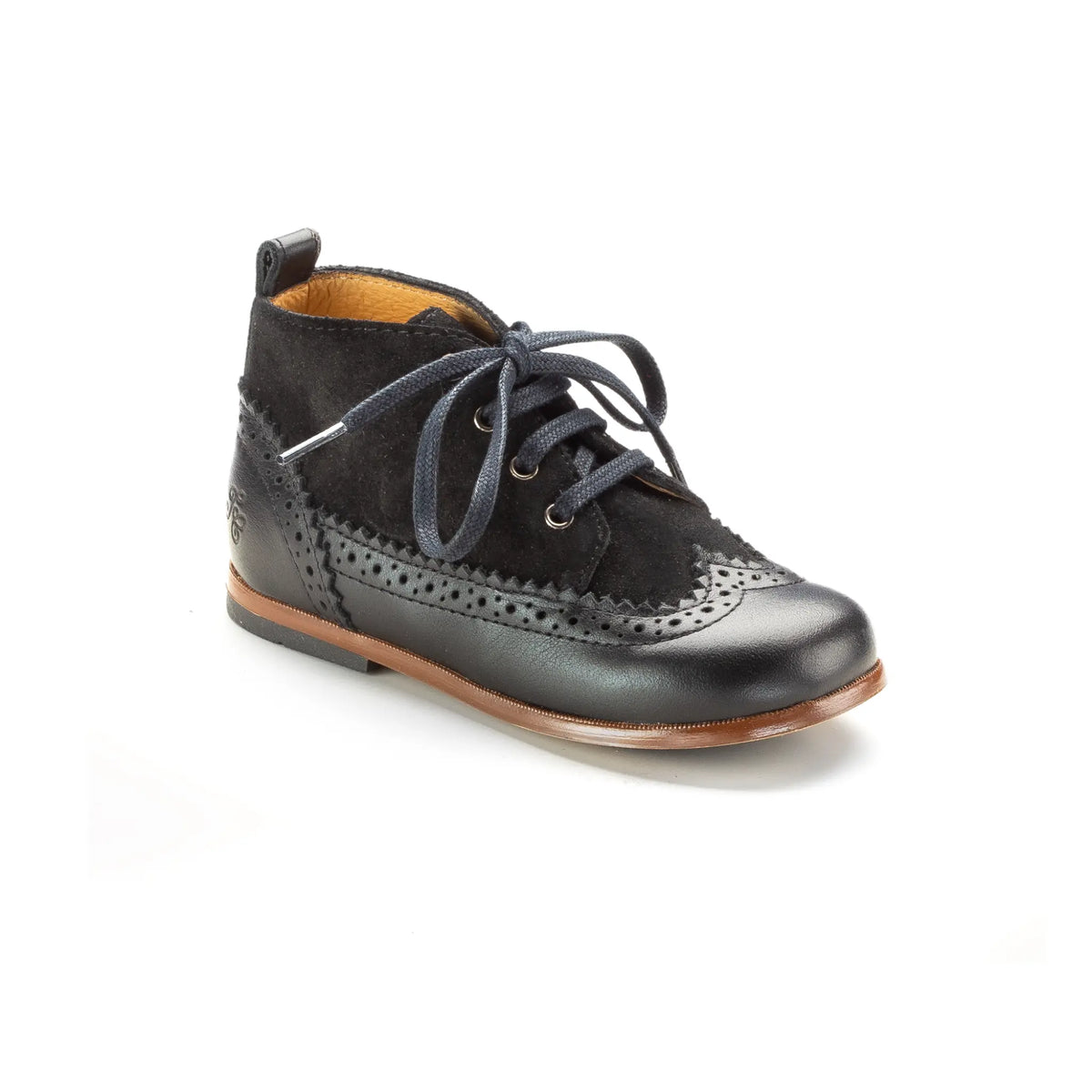 Black leather toddler bootie made in Spain