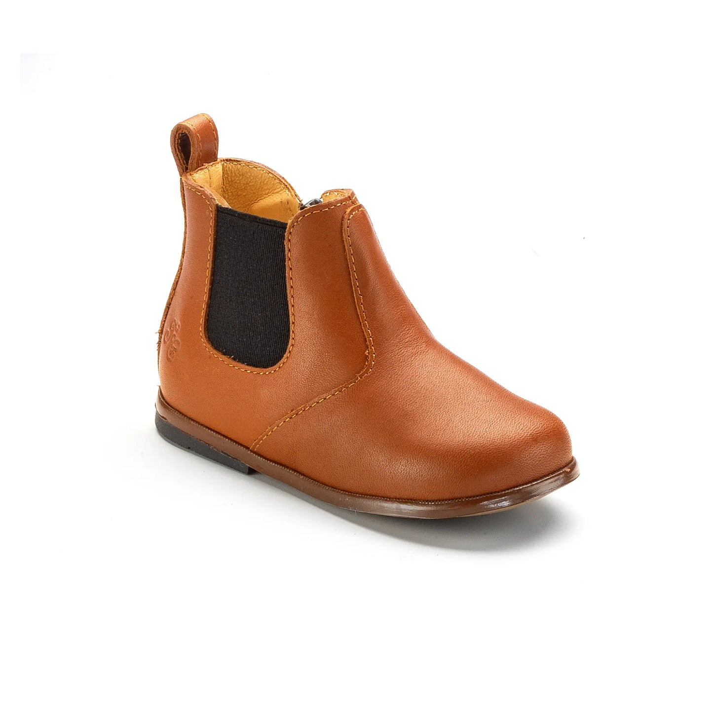 Zip dark camel toddler baby high boot made in Spain