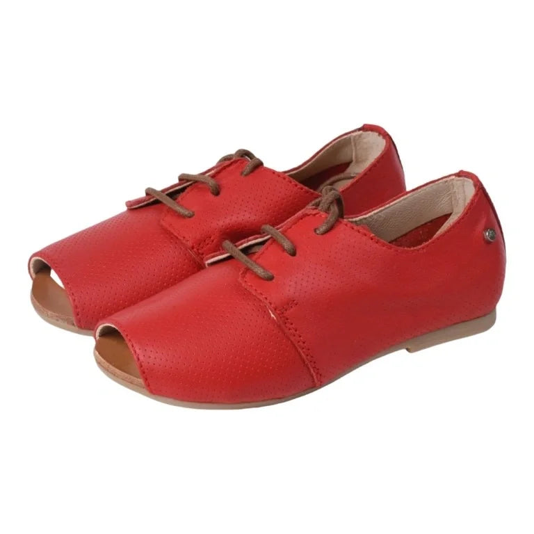 Red Soft Leather Lace for Girl by Manuela de Juan – London Kids Shoes