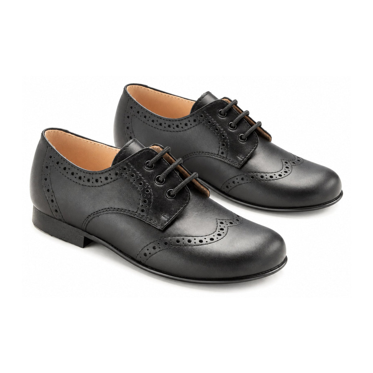 Black Leather Boys Tie Shoe