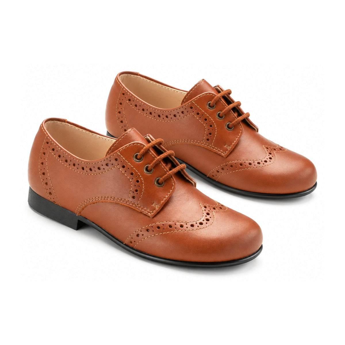 Tan Leather Boys Tie Shoe