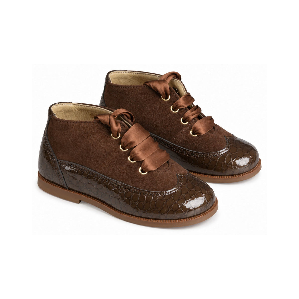 Brown Patent Leather Lace for Toddler by Clarys