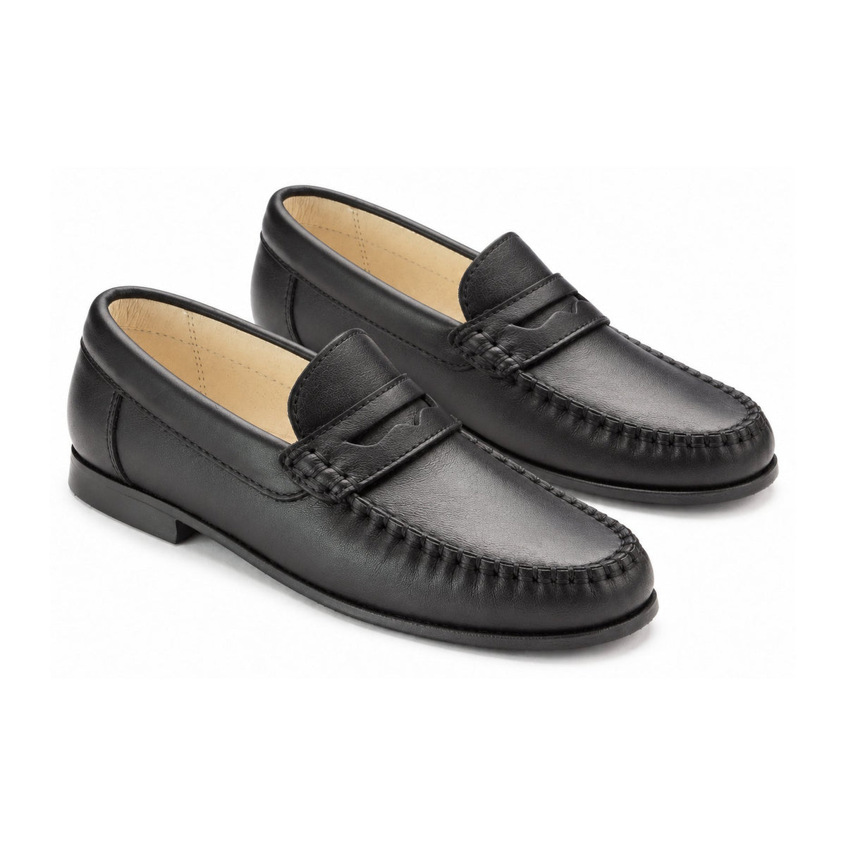 Stylish Black Leather Soft Moc for Boys