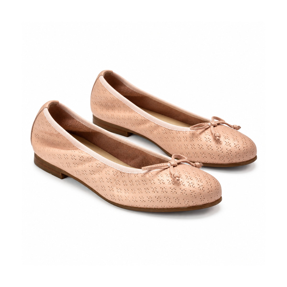 1627 - Soft Pink Leather Girls Bow Shoe