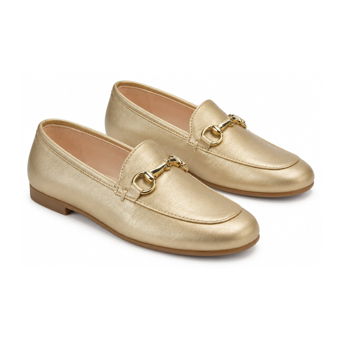 Gold Soft Leather Flat Loafer for Girl/Boy by London Kids